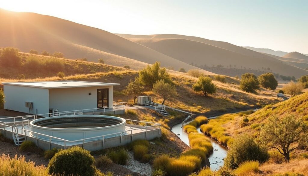 A-small-modern-wastewater-treatment-plant-nestled-in-a-lush-natural-setting.-The-structure-1024x585 Quel type de micro-station d'épuration choisir ?