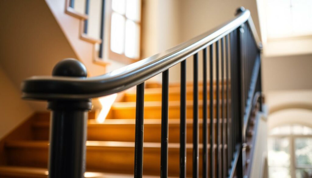 A-well-lit-detailed-image-of-a-sturdy-metal-staircase-railing-or-rampe-descalier-securite-1024x585 La rampe d'escalier : Un projet indispensable