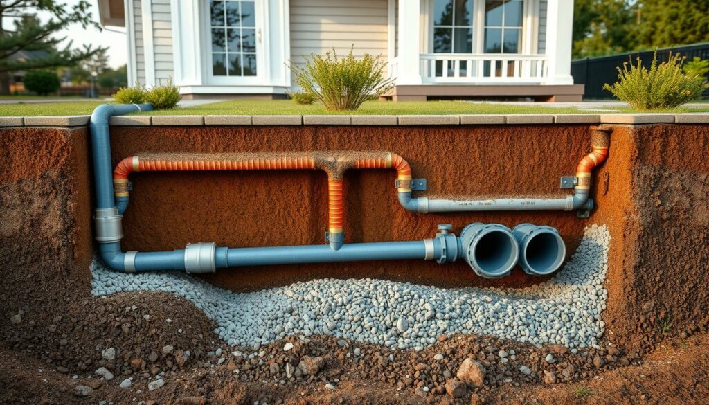 An-intricate-drainage-system-for-a-residential-property-showcasing-a-network-of-underground-1024x585 Dans quel cas un drainage pour maison est-il utile ?
