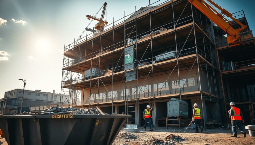 A-construction-site-bustling-with-activity-scaffolding-enveloping-a-two-story-building-1024x585 Suspension de MaPrimeRénov’ : Panorama complet des solutions pour financer vos travaux en 2025