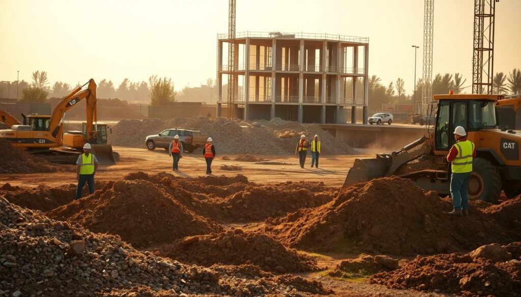 A-construction-site-with-a-team-of-workers-conducting-detailed-land-excavation-and-site-1024x585 Le juste prix d'un terrassement