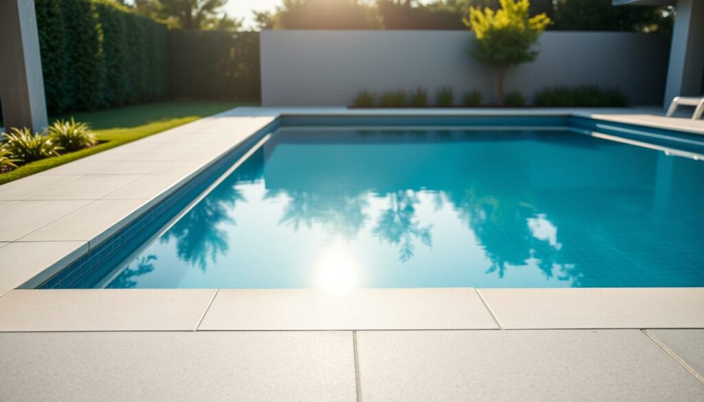 A-serene-swimming-pool-surrounded-by-a-sleek-modern-margelle-de-piscine.-The-margelle-crafted-1024x585 Margelle de piscine : les critères essentiels pour ne pas se tromper