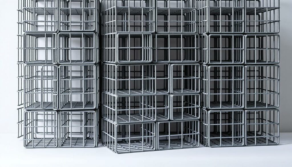 Detailed-metal-cages-for-a-gabion-wall-arranged-in-a-grid-like-pattern-against-a-plain-1024x585 Quel est le prix d'un mur en gabion ?