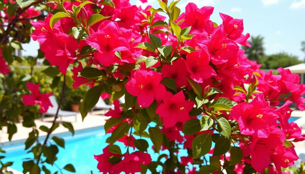 Image-de-bougainvilliers-decorant-une-piscine-1024x585 Les meilleures plantes pour sublimer les abords de votre piscine