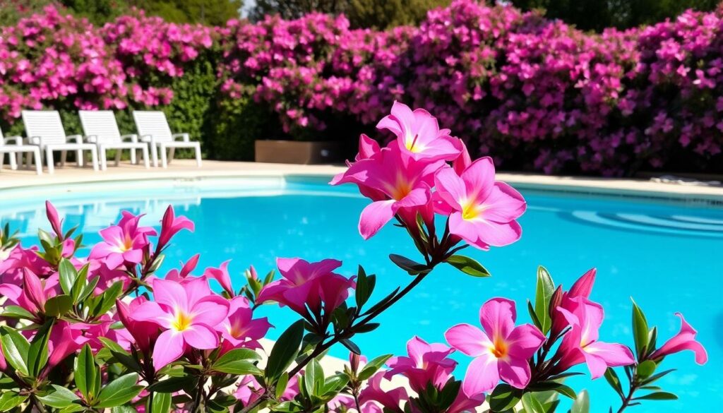Image-de-laurier-rose-en-fleur-autour-dune-piscine-1024x585 Les meilleures plantes pour sublimer les abords de votre piscine