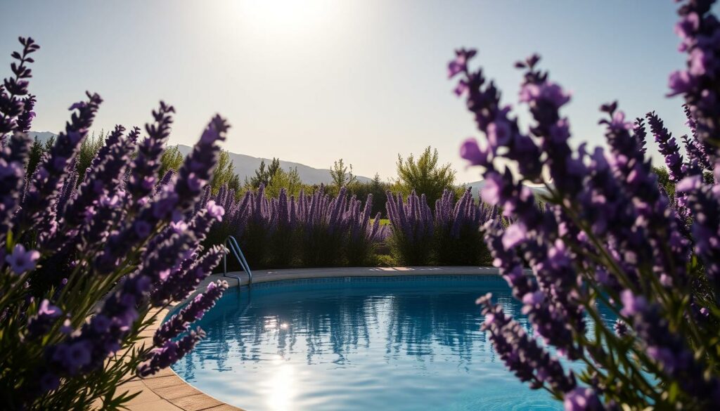 Image-de-lavande-en-fleurs-autour-dune-piscine-1024x585 Les meilleures plantes pour sublimer les abords de votre piscine
